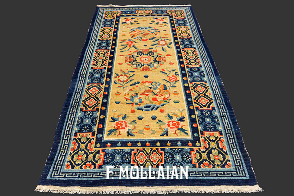 Beige Field Tibetan Antique Floral Rug n°:85607588